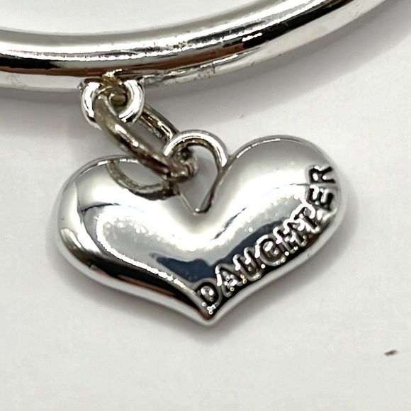 AB Daughter  LOVE Heart ❤️ Charm Bracelet Silver Tone clamper hinged closure - Picture 7 of 9
